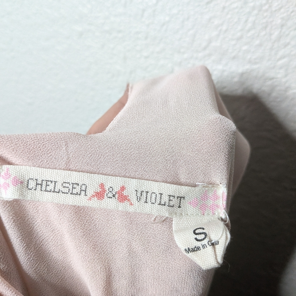 Chelsea & Violet Dusty Pink Floral Velvet Burnout Coquette Fairy Halter Dress S - Picture 7 of 9